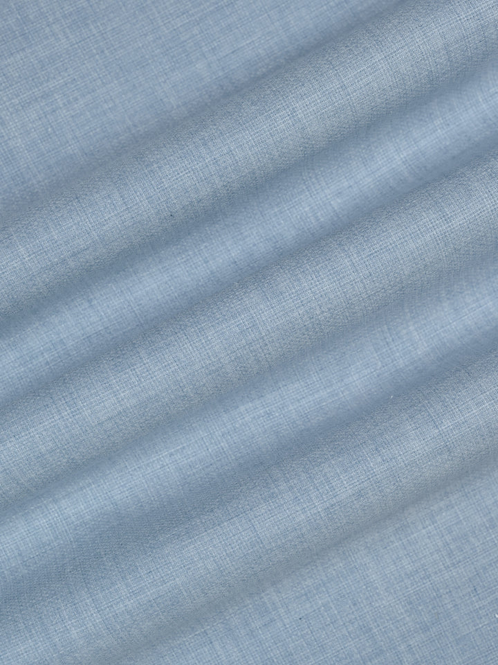 Mens Plain Cotton Blend Blue Color Shirting Feel Touch
