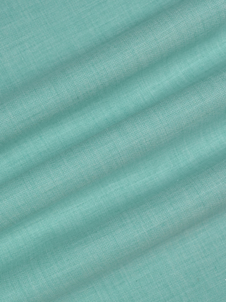 Mens Plain Cotton Linen Aqua Blue Color Shirting Linen Leaf
