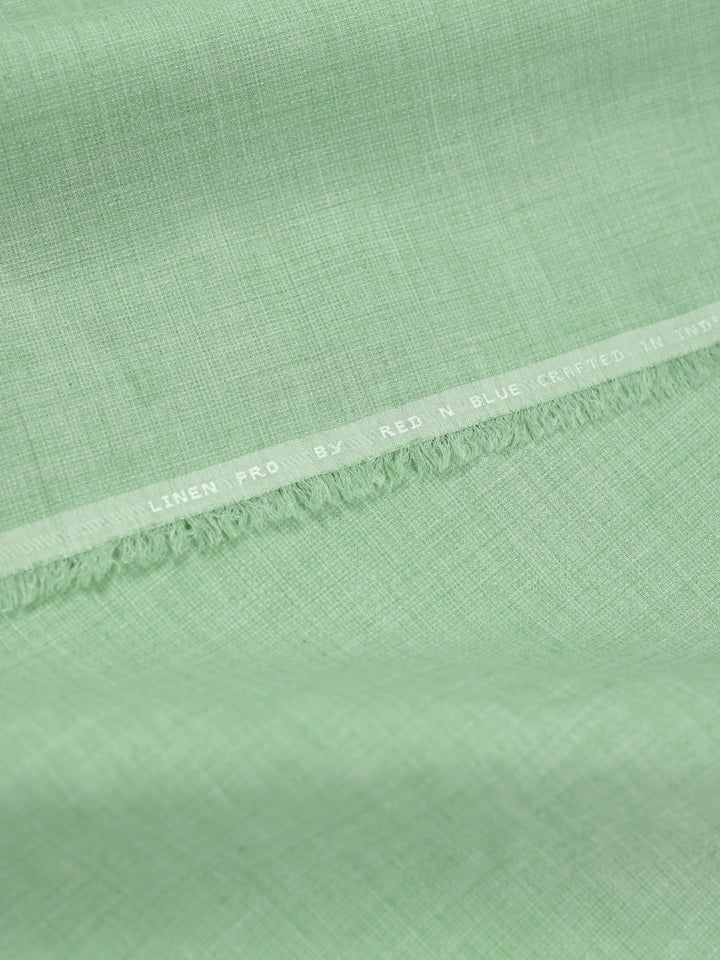 Mens Plain Cotton Linen Pista Green Color Shirting Linen Leaf