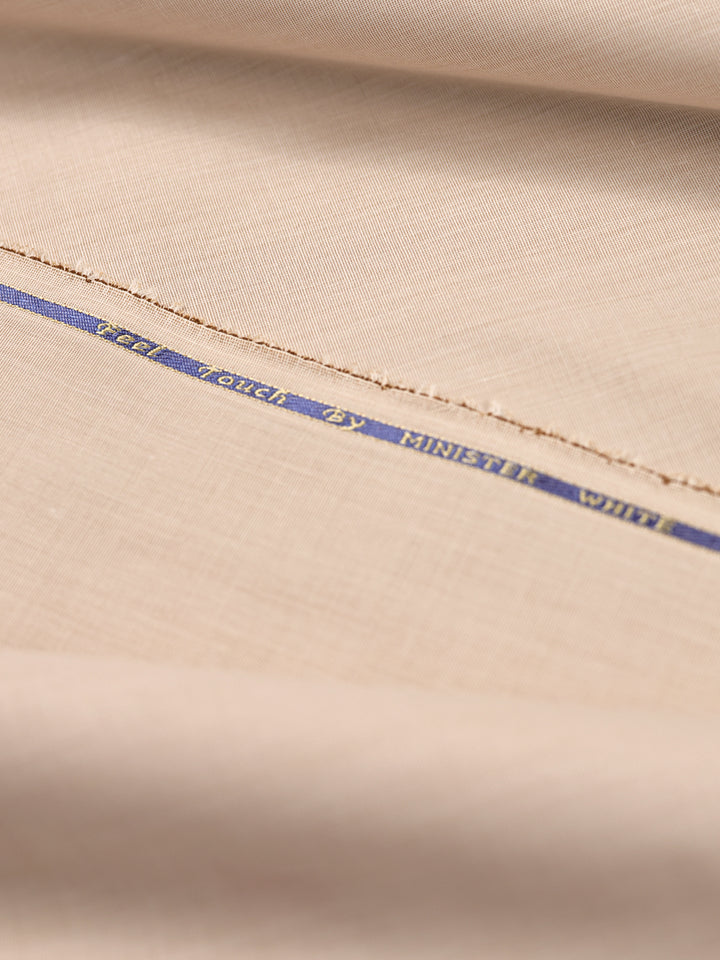 Mens Plain Cotton Blend Cream Color Shirting Feel Touch