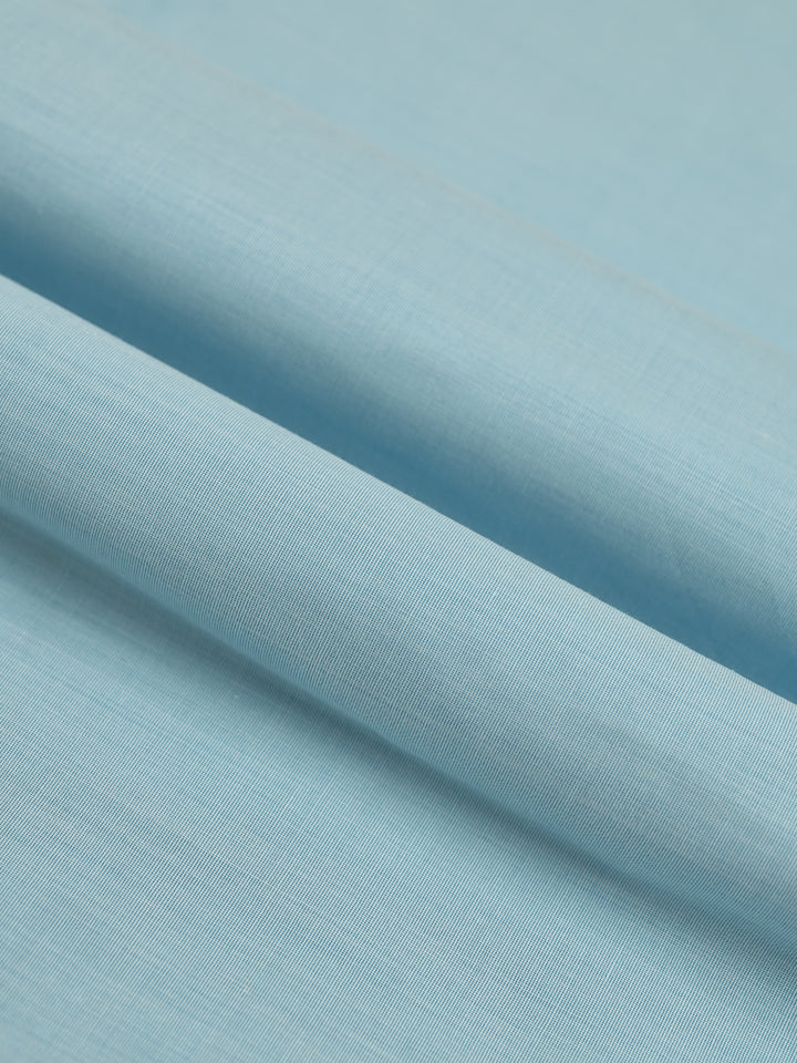 Mens Plain Cotton Blend Sky Blue Color Shirting Feel Touch