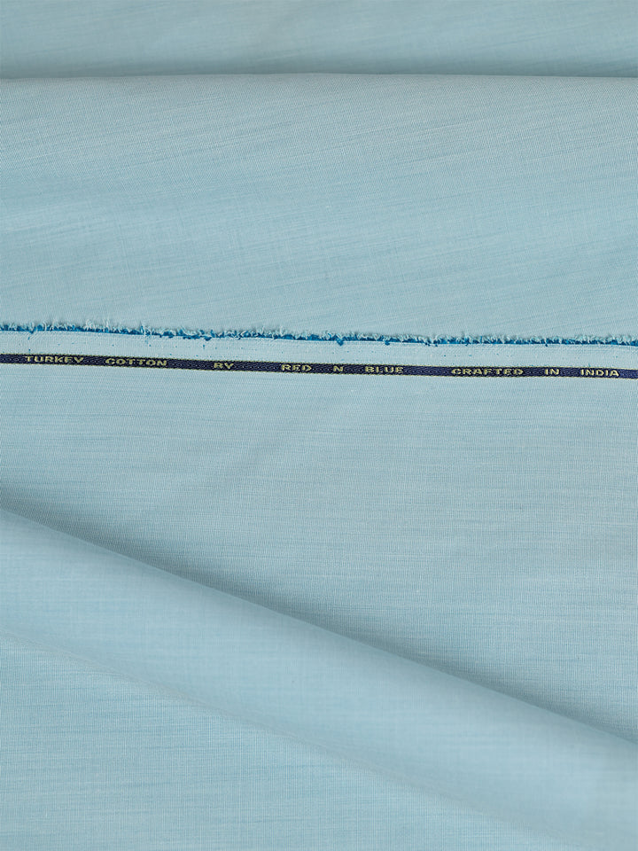 Mens Plain Cotton Blend Sky Blue Color Shirting Feel Touch