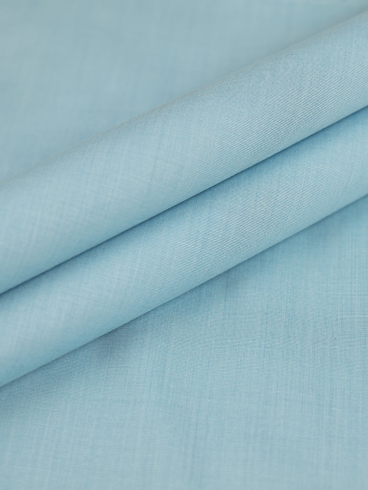Mens Plain Cotton Blend Sky Blue Color Shirting Feel Touch