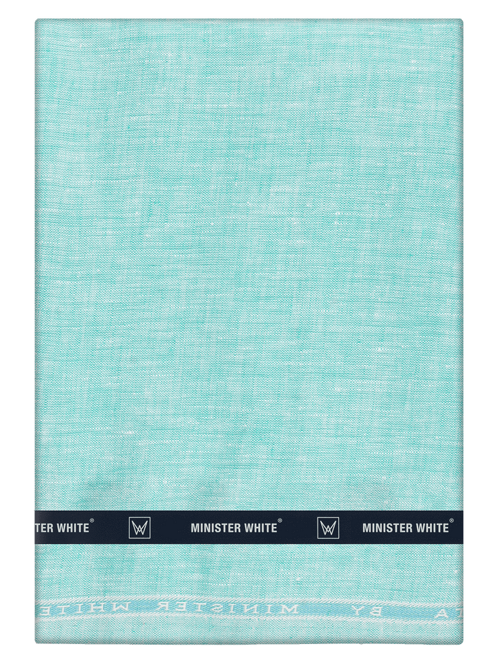 Men's Plain Pure Linen Aqua Blue Color Shirt Fabric - Trivoli Linen