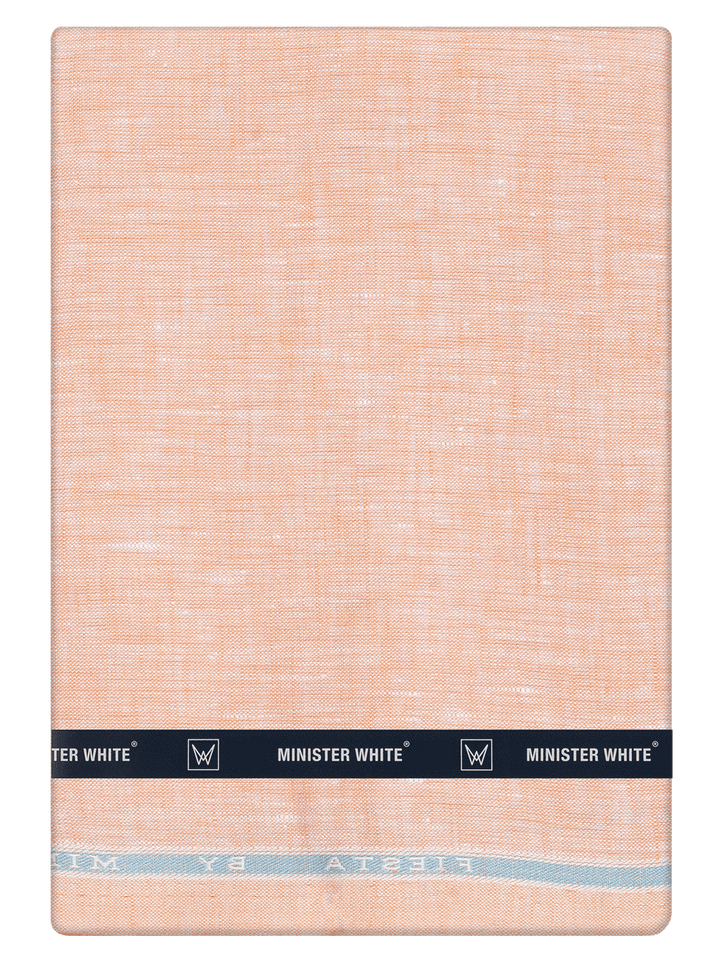 Men's Plain Pure Linen Orange Color Shirt Fabric - Trivoli Linen