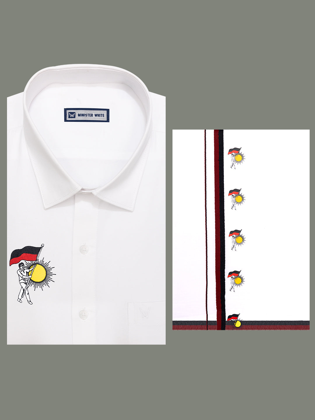 DMK Printed Men's White Blended Cotton Regular Fit Shirt & Dhoti Combo