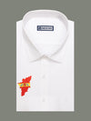 Men's White Blended Cotton Regular Fit TVK Flag Printed Shirt