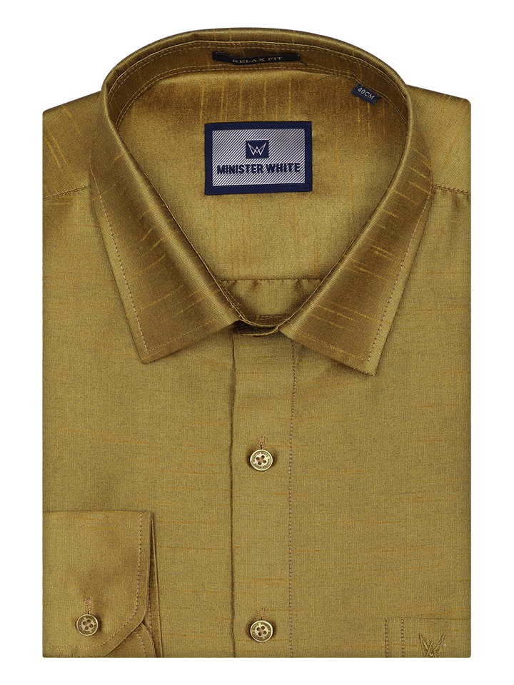 Mens Light Green Dupion Satin Color Shirt by Minister White