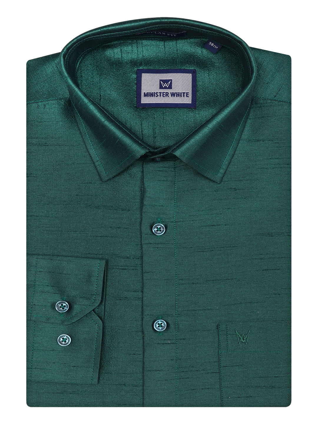 Mens Dark Green Dupion Satin Color Shirt by Minister White