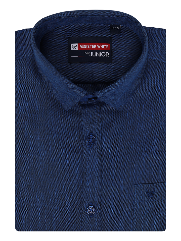 Boys Half Sleeves Dark Blue Color Shirt by Minister White