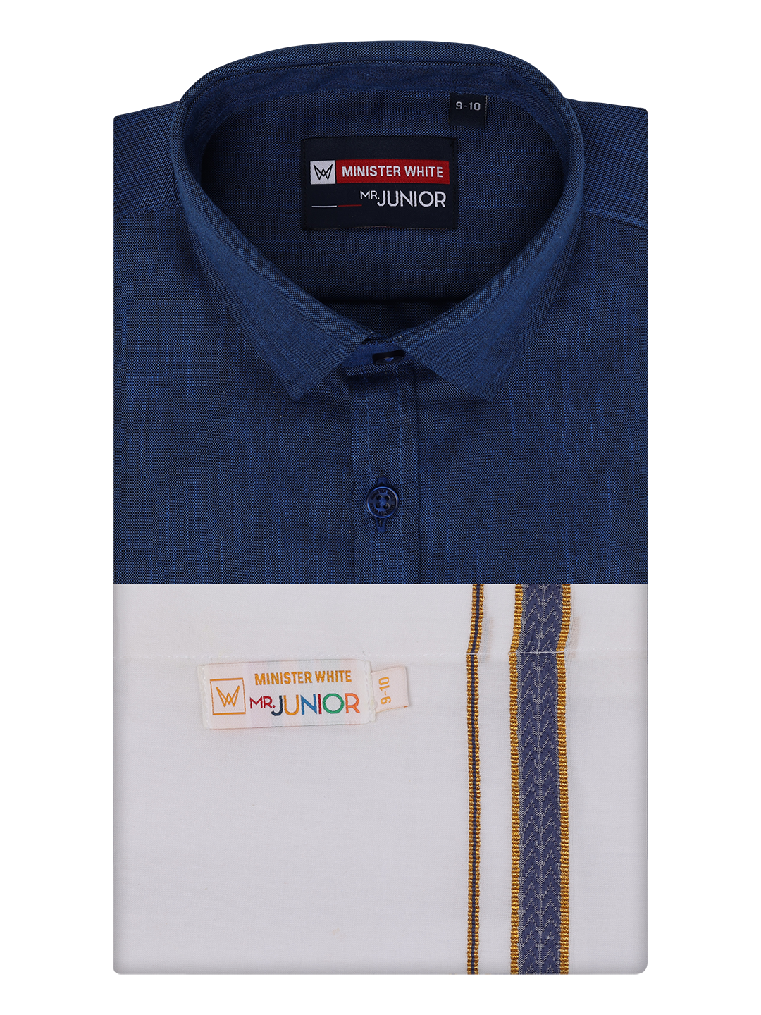 Boys Matching Half Sleeves Shirt with Flexi Dhoti Combo Dark Blue Polite Boy by Minister White 