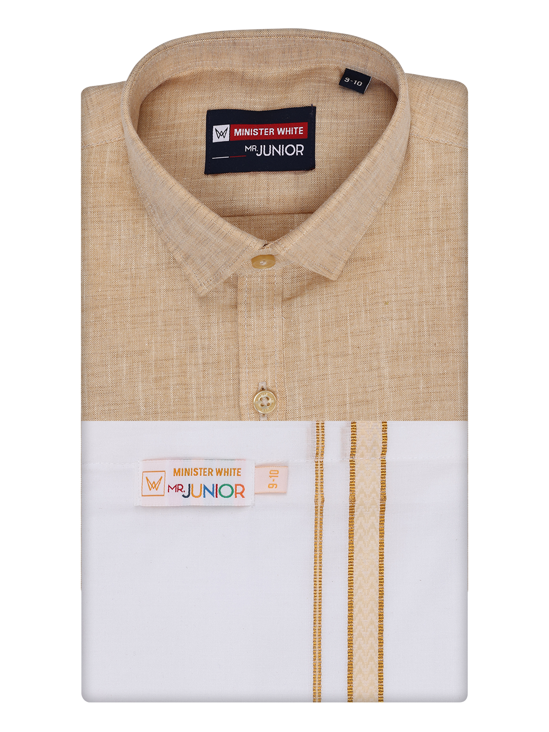 Boys Matching Half Sleeves Shirt with Flexi Dhoti Combo Sandal Polite Boy by Minister White