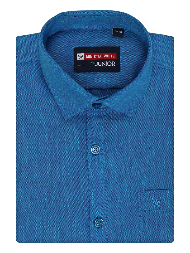 Boys Half Sleeves Blue Color Shirt by Minister White
