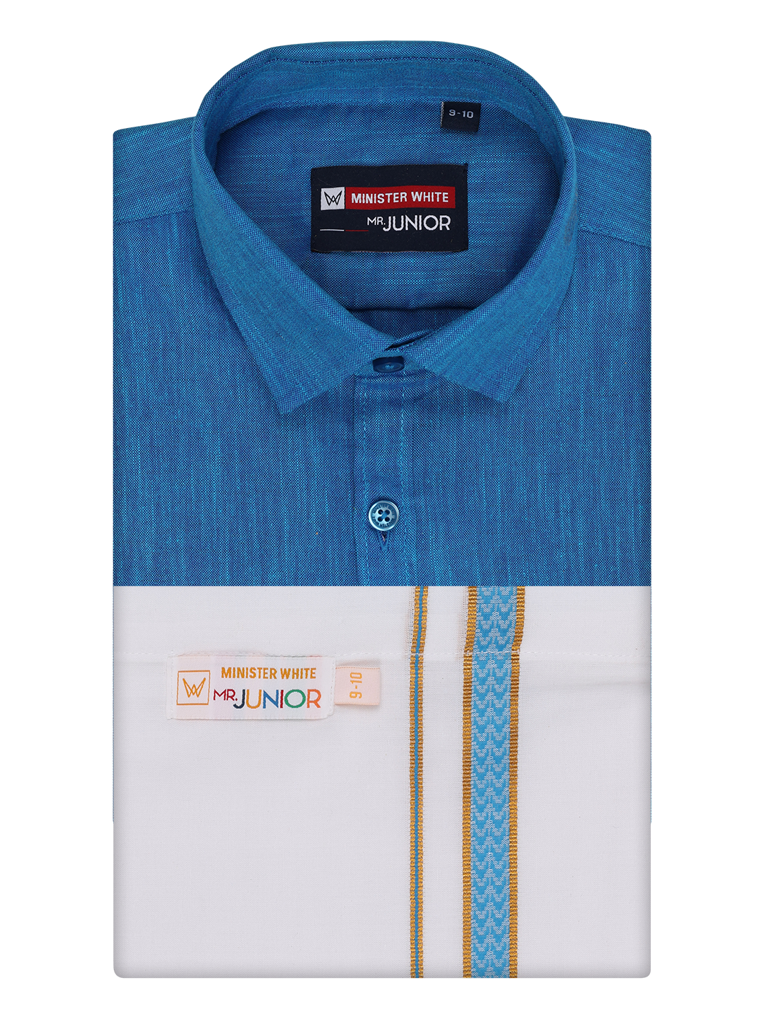 Boys Matching Half Sleeves Shirt with Flexi Dhoti Combo Blue Polite Boy