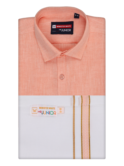 Boys Matching Half Sleeves Shirt with Flexi Dhoti Combo Peach Polite Boy