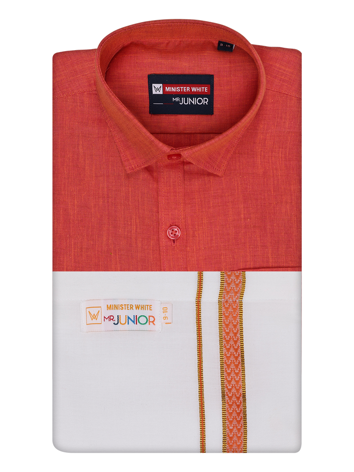 Boys Cotton White Dhoti with Pink Color Border by Minister White by Minister White