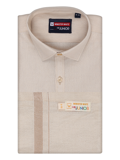 Boys Tissue Light Copper Colour Shirt with Dhoti Combo Ambitious Boy by Minister White
