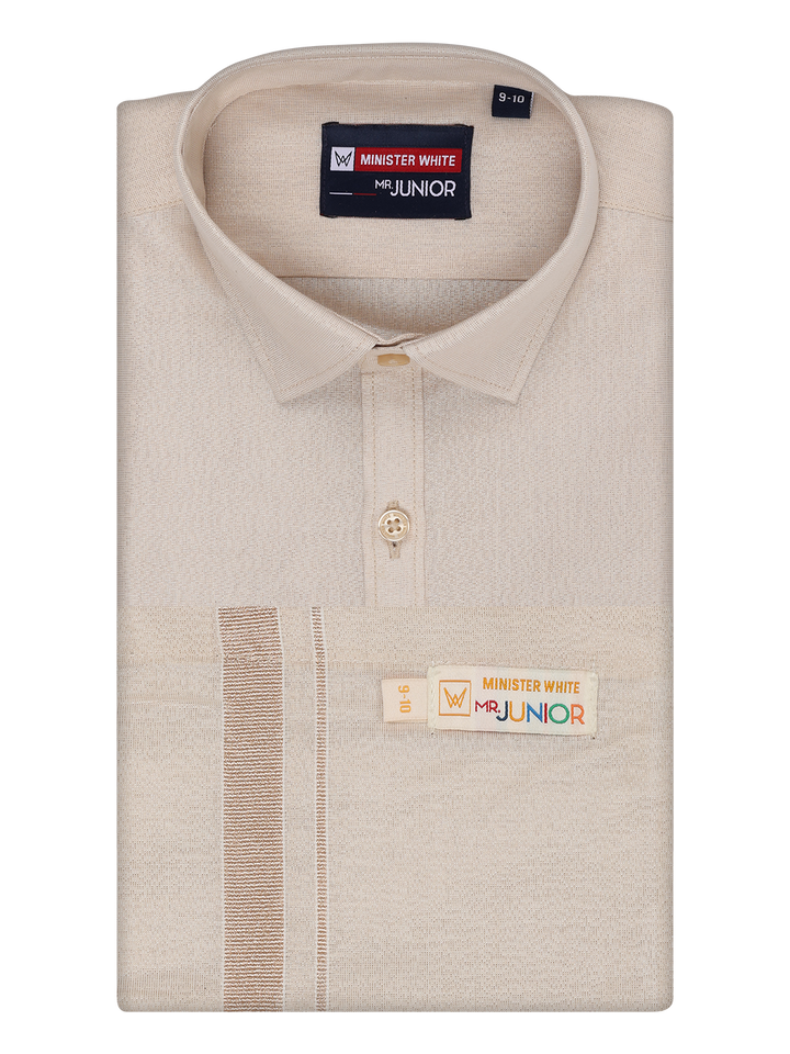 Boys Tissue Light Copper Colour Shirt with Dhoti Combo Ambitious Boy by Minister White