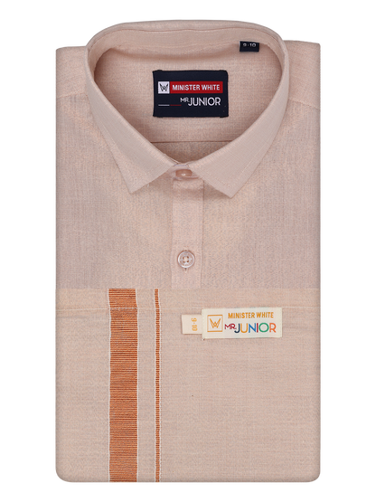 Boys Tissue Copper Colour Shirt with Dhoti Combo Ambitious Boy by Minister White