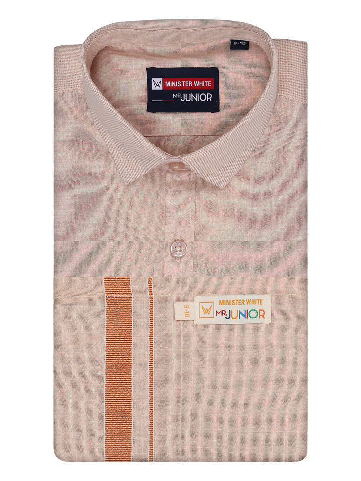 Boys Tissue Copper Colour Shirt with Dhoti Combo Ambitious Boy by Minister White