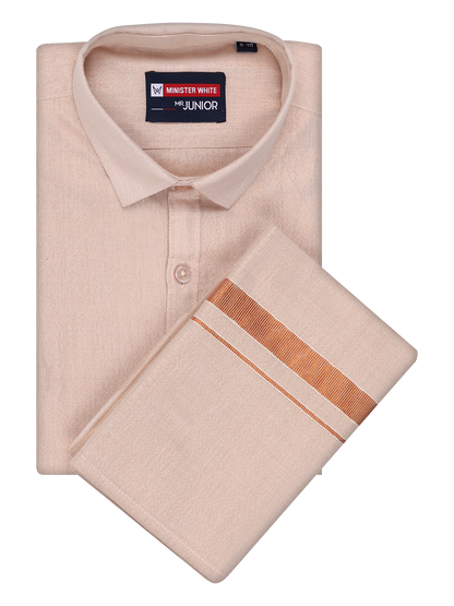 Boys Tissue Copper Colour Shirt with Dhoti Combo Ambitious Boy by Minister White