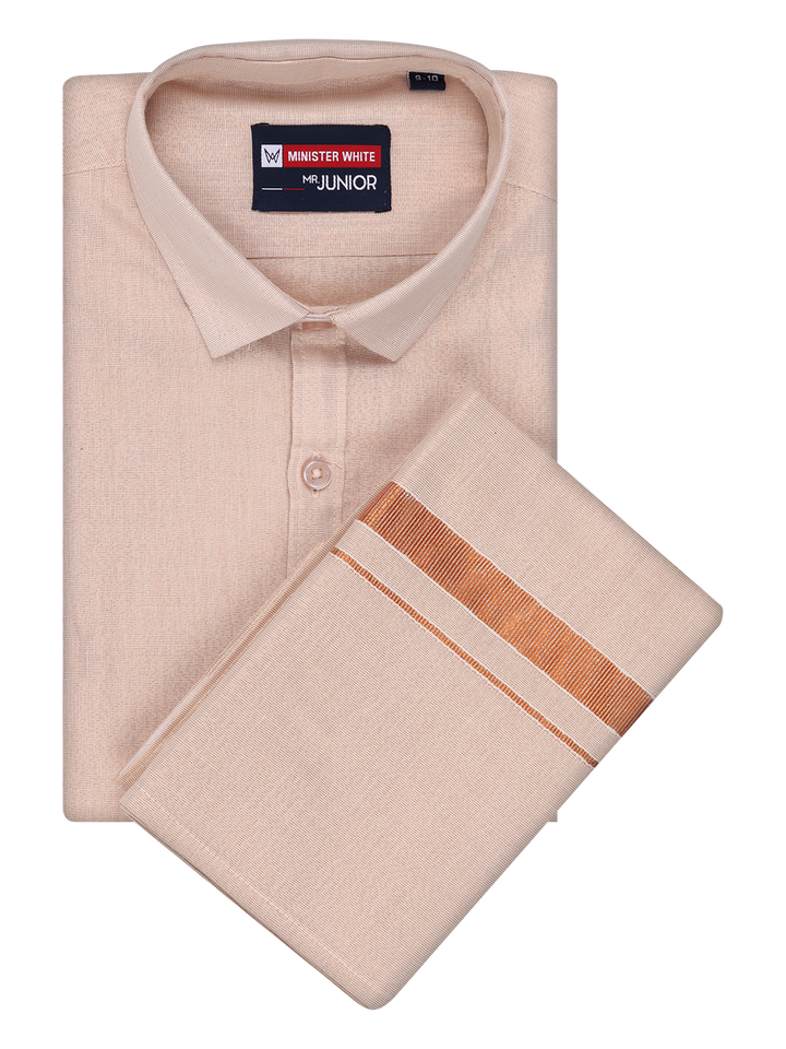 Boys Tissue Copper Colour Shirt with Dhoti Combo Ambitious Boy by Minister White