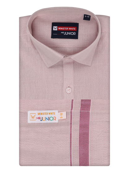 Boys Tissue Rose Colour Shirt with Dhoti Combo Ambitious Boy by Minister White