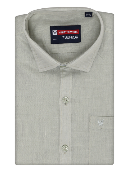 Boys Tissue Olive Green Colour Shirt by Minister White