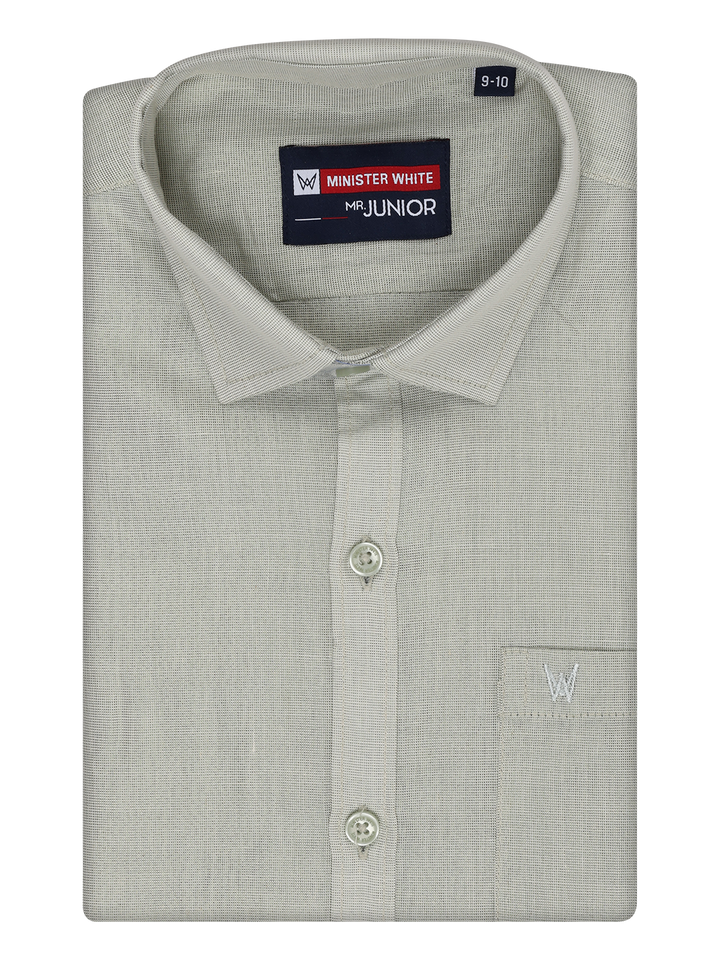 Boys Tissue Olive Green Colour Shirt by Minister White