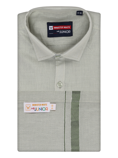 Boys Tissue Olive Green Colour Shirt with Dhoti Combo Ambitious Boy