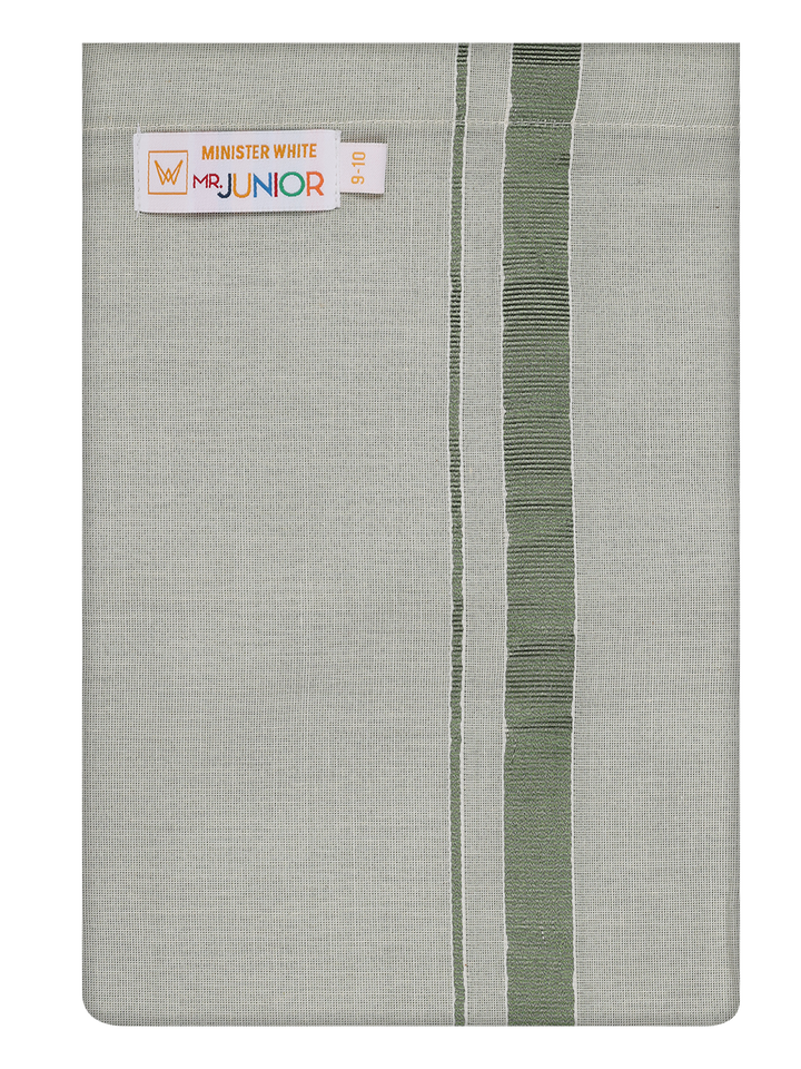 Boys Tissue Olive Green Colour Dhoti by Minister White