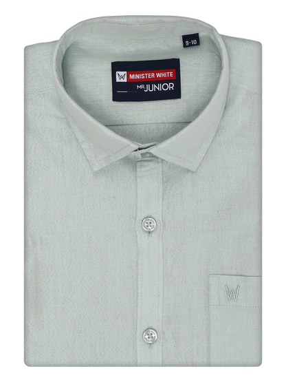 Boys Tissue Mint Blue Colour Shirt by Minister White