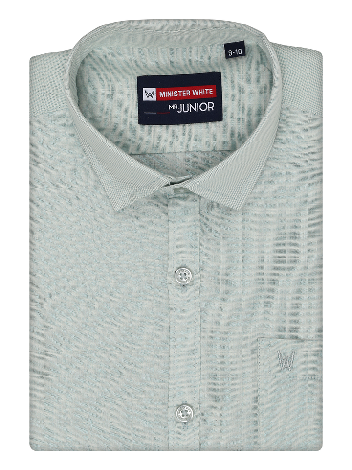 Boys Tissue Mint Blue Colour Shirt by Minister White