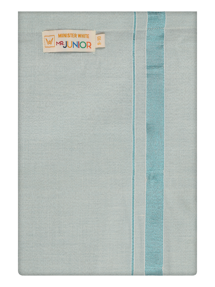 Boys Tissue Mint Blue Colour Dhoti by Minister White