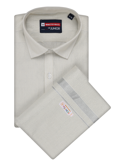 Boys Tissue Silver Colour Shirt with Dhoti Combo Ambitious Boy by Minister White