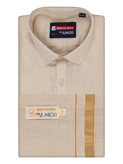 Boys Tissue Gold Colour Shirt with Dhoti Combo Ambitious Boy by Minister White
