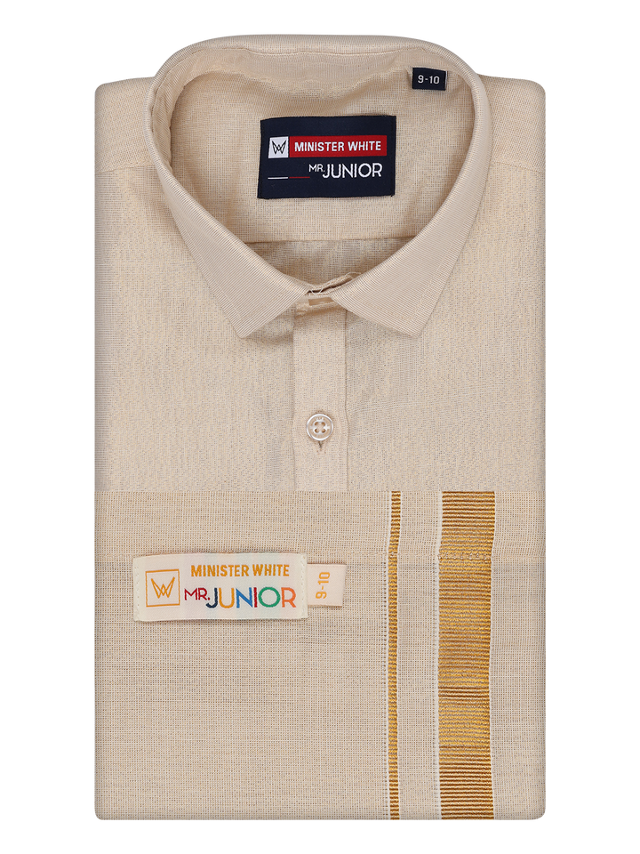Boys Tissue Gold Colour Shirt with Dhoti Combo Ambitious Boy by Minister White