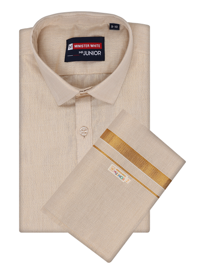 Boys Tissue Gold Colour Shirt with Dhoti Combo Ambitious Boy by Minister White