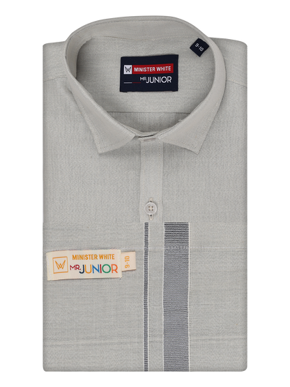 Boys Tissue Grey Colour Shirt with Dhoti Combo Ambitious Boy by Minister White