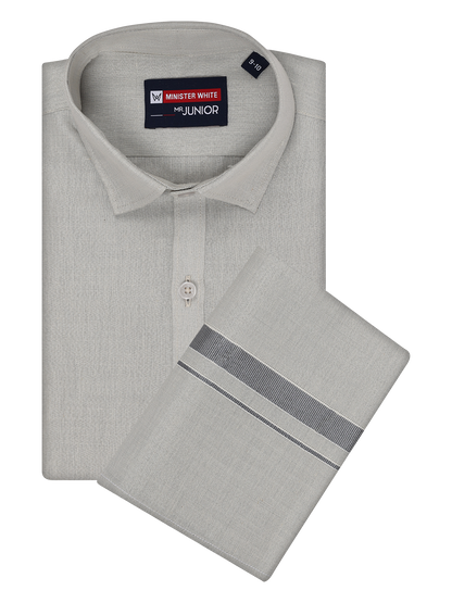 Boys Tissue Grey Colour Shirt with Dhoti Combo Ambitious Boy by Minister White