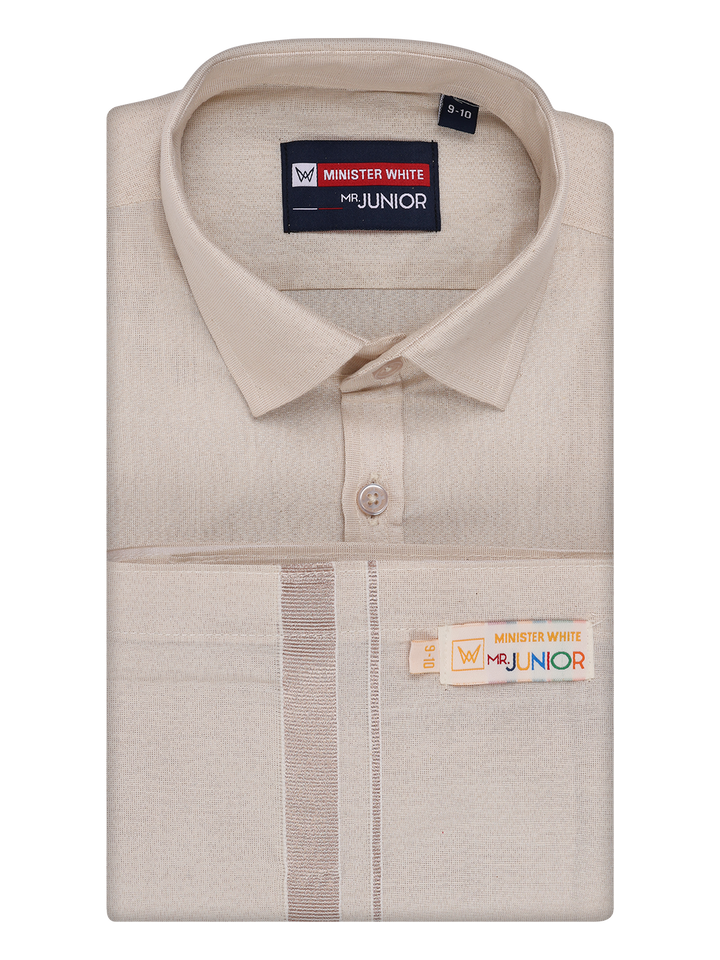 Boys Tissue Almond Colour Shirt with Dhoti Combo Ambitious Boy by Minister White