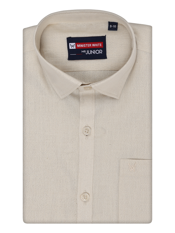 Boys Tissue Beige Colour Shirt by Minister White