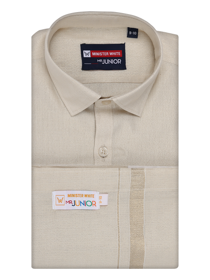 Boys Tissue Beige Colour Shirt with Dhoti Combo Ambitious Boy by Minister White