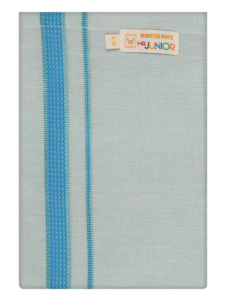 Kids Blue Tissue Matching Border Dhoti 