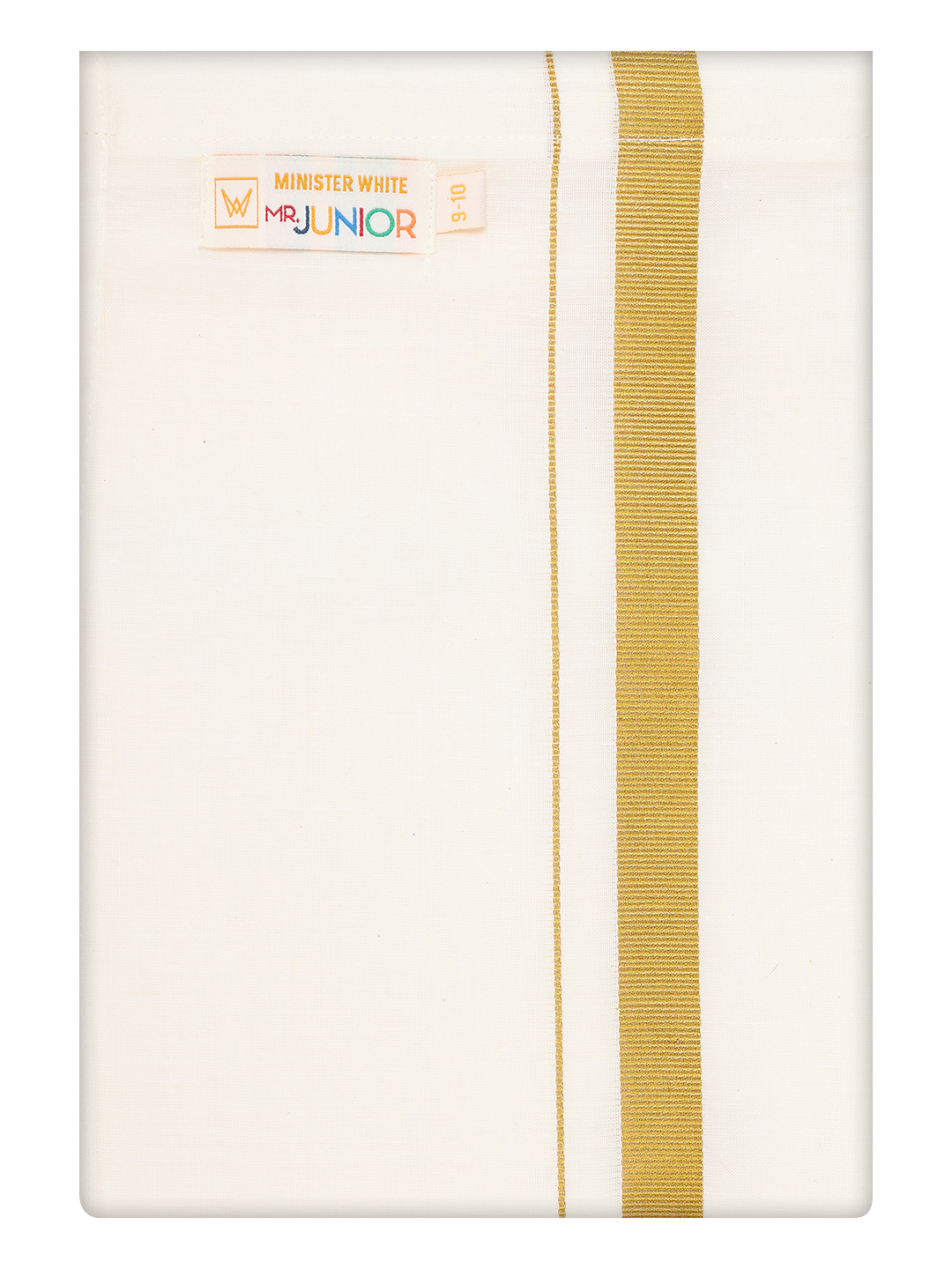 Boy Cotton Cream Dhoti with Gold Jari Border by minister White