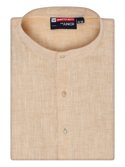 Boys Cotton Sandal Color Kurta by Minister White