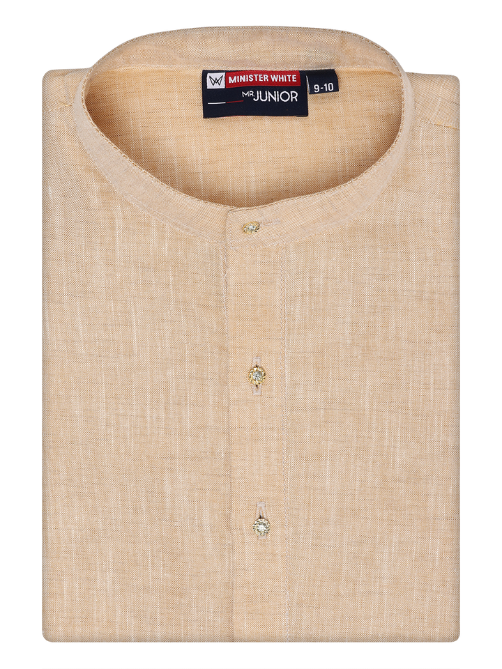 Boys Cotton Sandal Color Kurta by Minister White