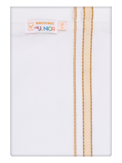 Boys Cotton White Dhoti with Sandal Color Border by Minister White