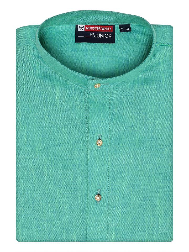 Boys Cotton Mint Blue Color Kurta by Minister White