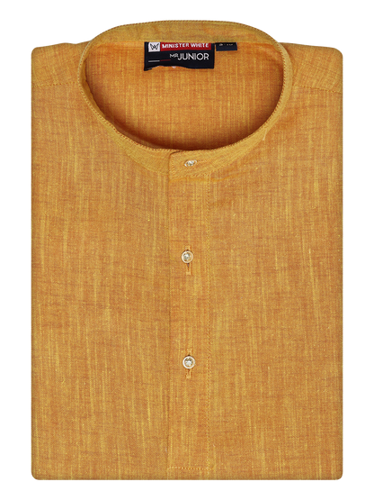 Boys Cotton Mustard Color Kurta by Minister White 